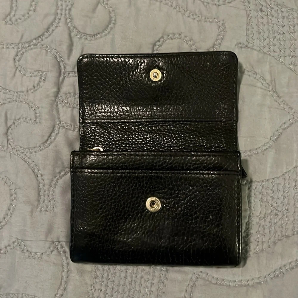 Michael Kors Black Pebbled Leather, Silver Tone Hardware Key Cles/Card Holder
